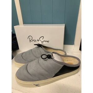 Ross Snow Puff Scuff Grey Suede Shearling Lined Mule Shoes Made in Italy Men 14